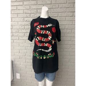 Flying Horse Black Short Sleeve Cotton T-Shirt Size M